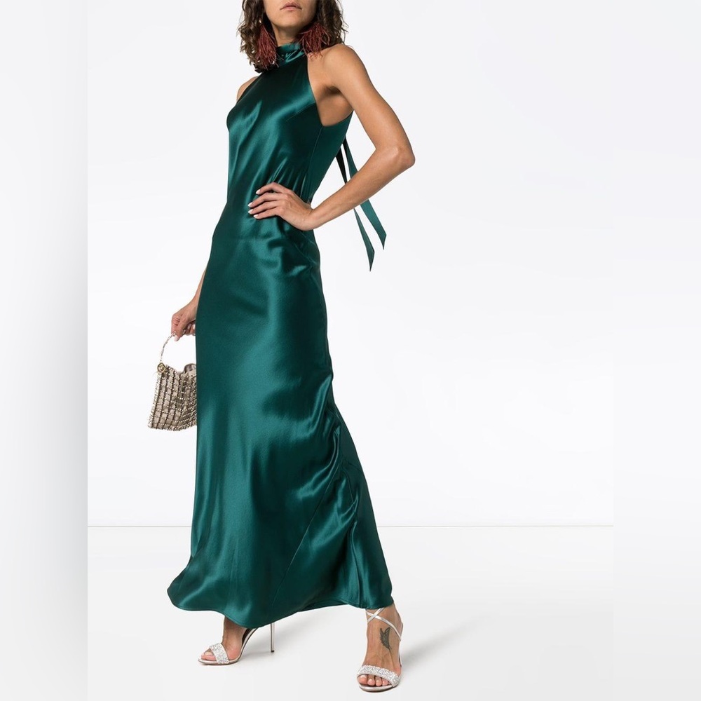 Galvan London Emerald Silk Sienna Dress size EU38 NWT